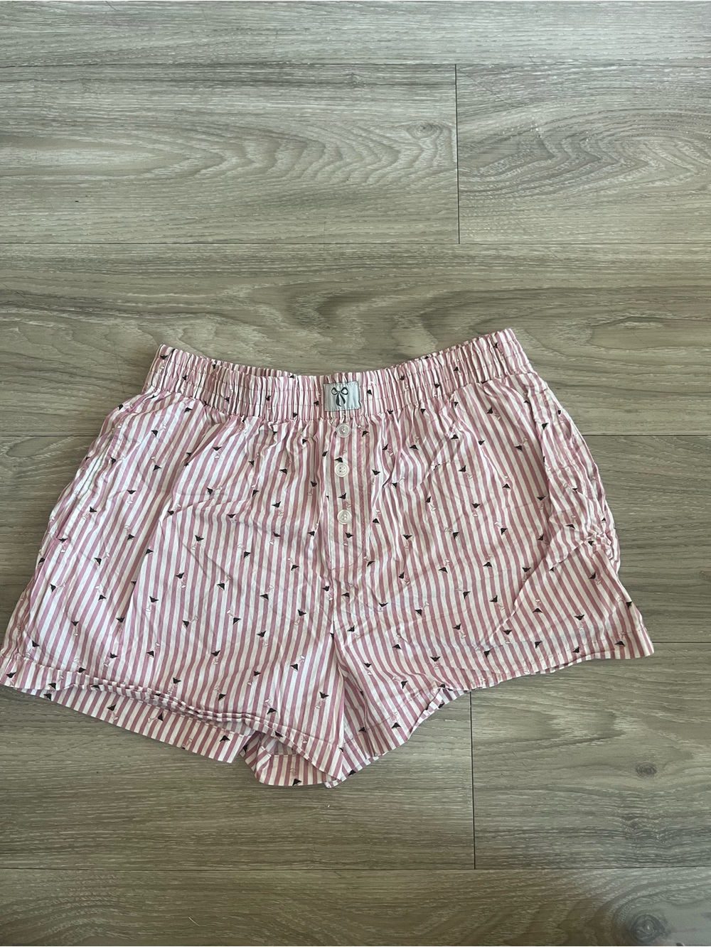 Striped Pink Button-Front Lounge Shorts